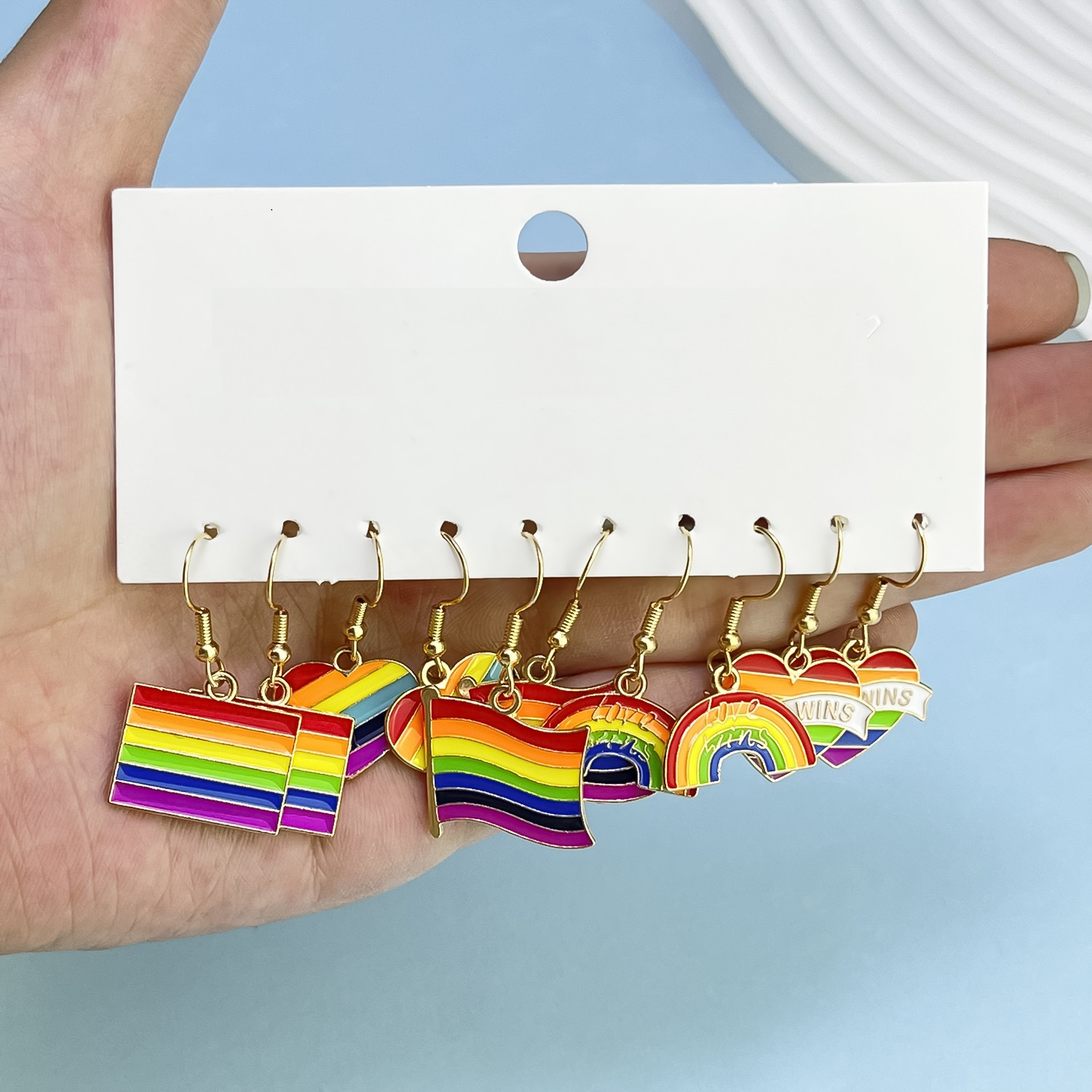 Set 5 Aros Diseño LGBT Arcoiris. - Imagen 2