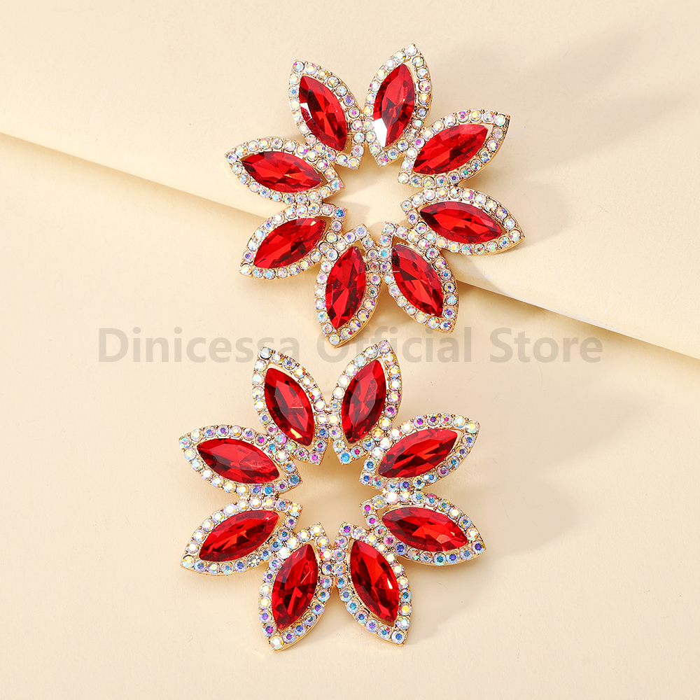 Aros Flor Estrella Piedra Fantasía Rojo. - Imagen 4