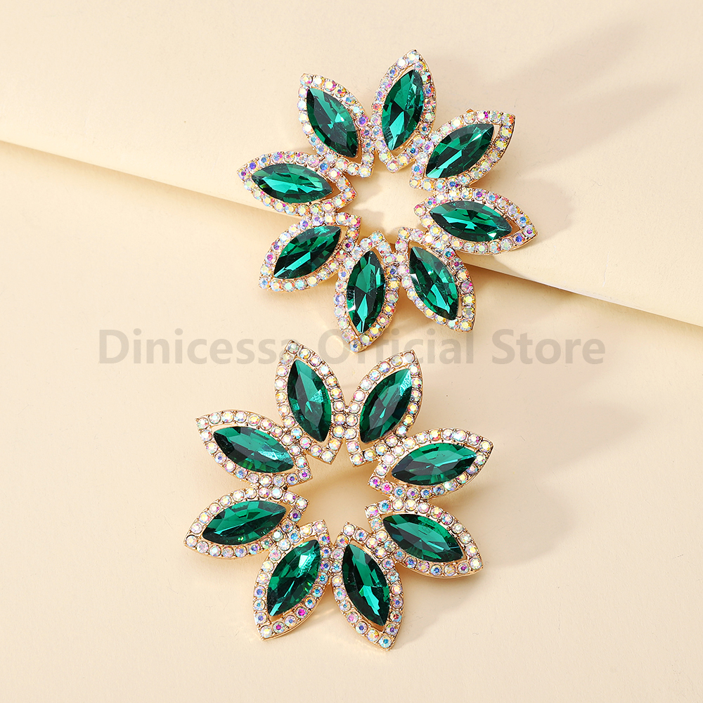 Aros Flor Estrella Piedra Fantasía Verde. - Imagen 3