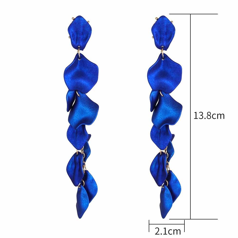 Aros Flor Larga Pétalos Acrílico Azul. - Imagen 3