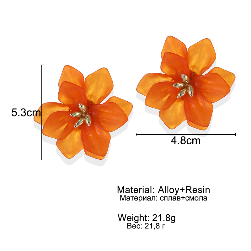 Aros Pétalos Flores Acrílico Naranjo. - Imagen 4
