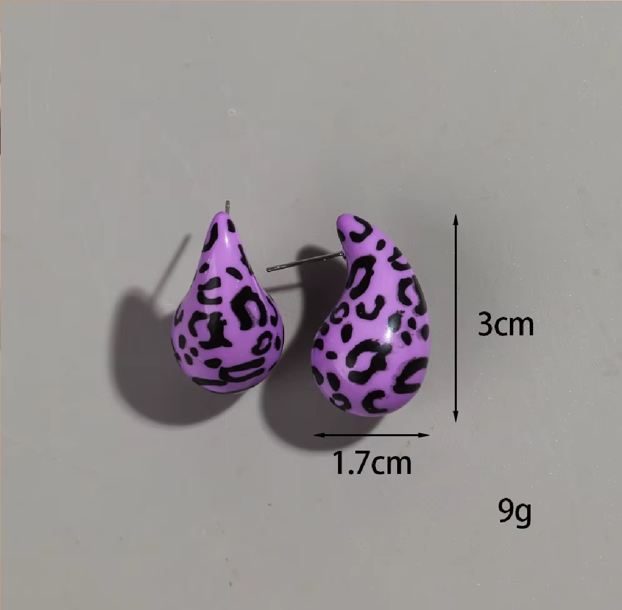 Set 3 Aros Gotas De Agua Leopardo Morado Rosa. - Imagen 5