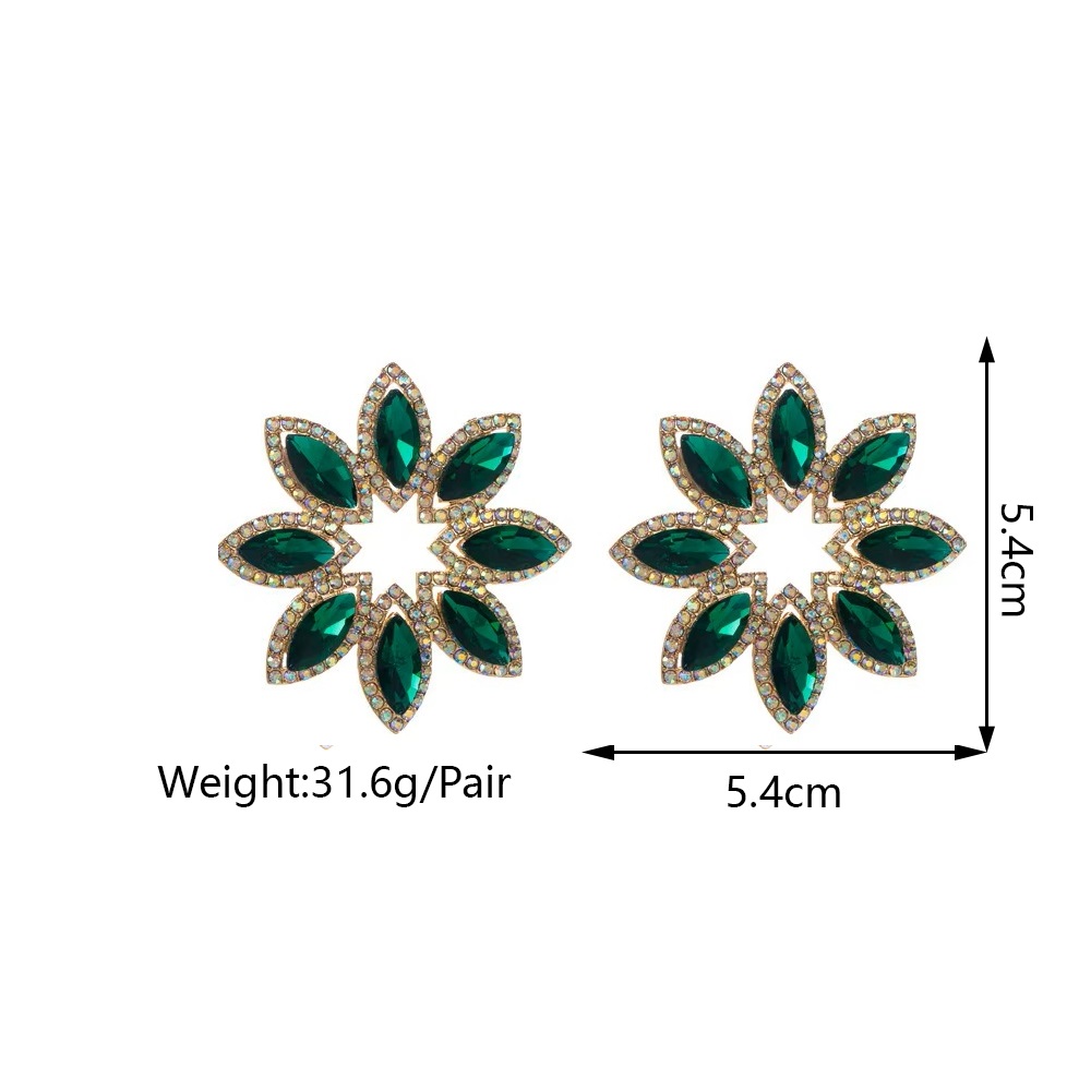 Aros Flor Estrella Piedra Fantasía Verde. - Imagen 5