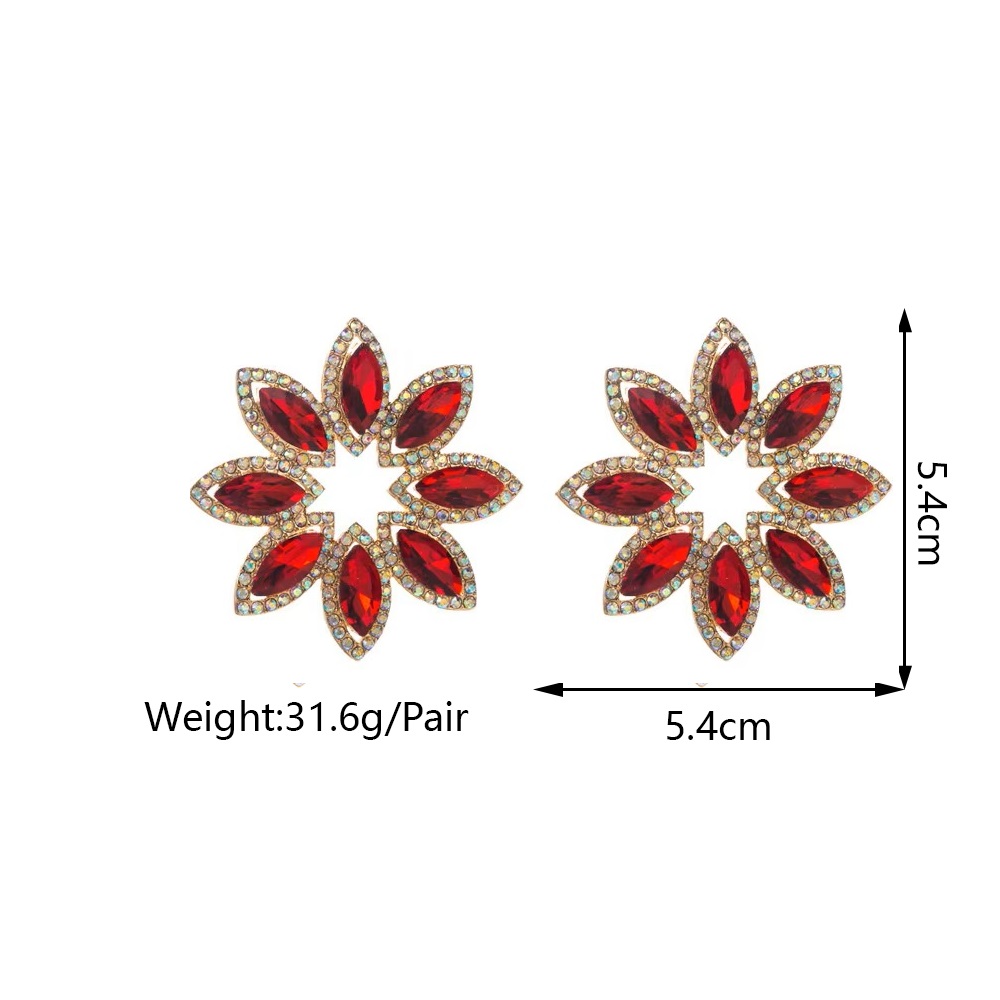 Aros Flor Estrella Piedra Fantasía Rojo. - Imagen 5
