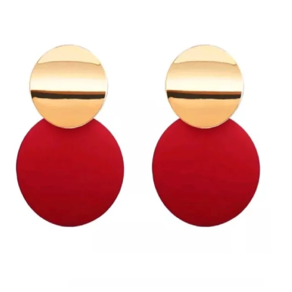 Aro Doble Círculo Dorado Rojo.
