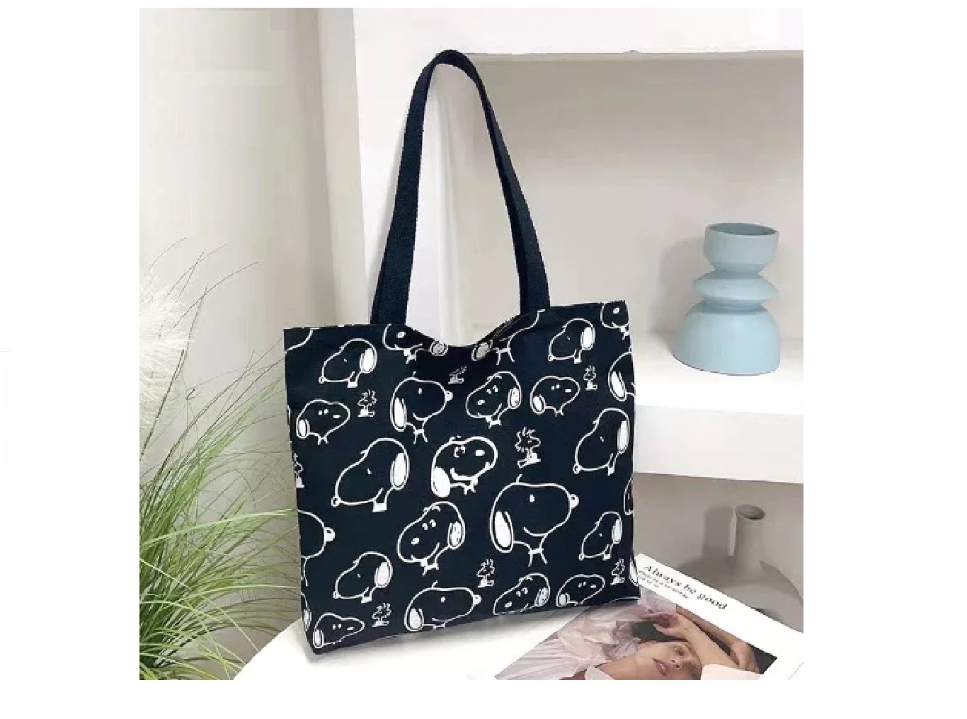 Bolsas Totebag Snoopy Negro. - Imagen 4