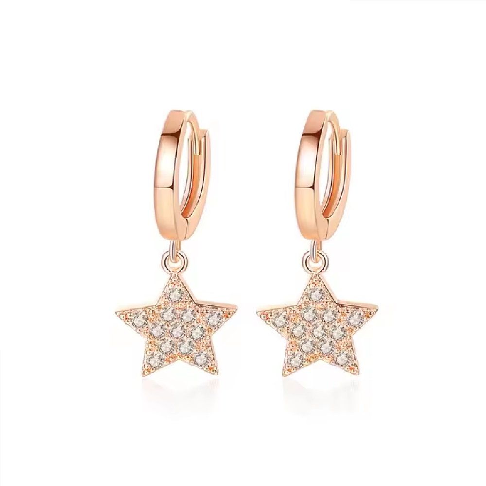 Aros Argolla Acero Inoxidable Dorado Estrella. - Imagen 5