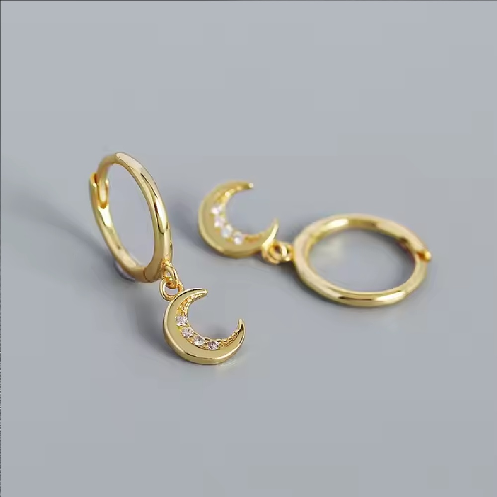 Aros Argolla Acero Inoxidable Dorado Luna. - Imagen 4