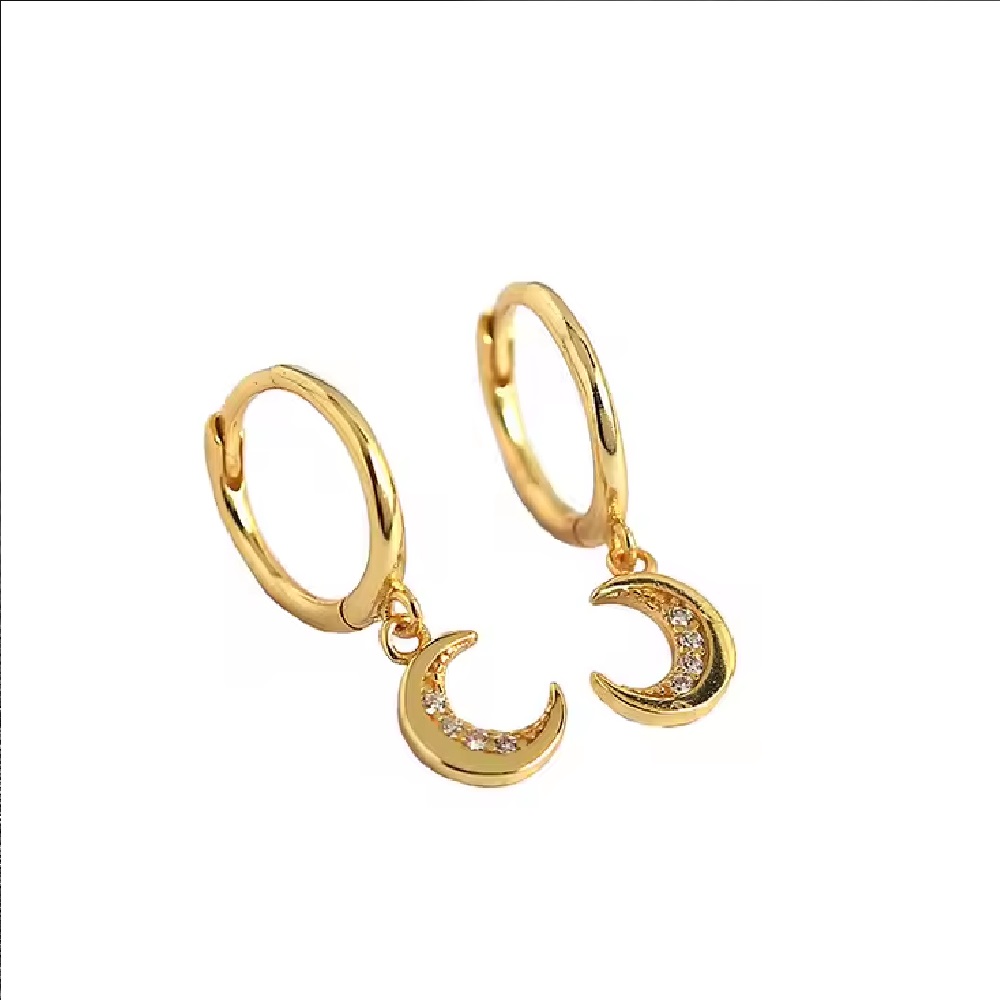 Aros Argolla Acero Inoxidable Dorado Luna. - Imagen 5