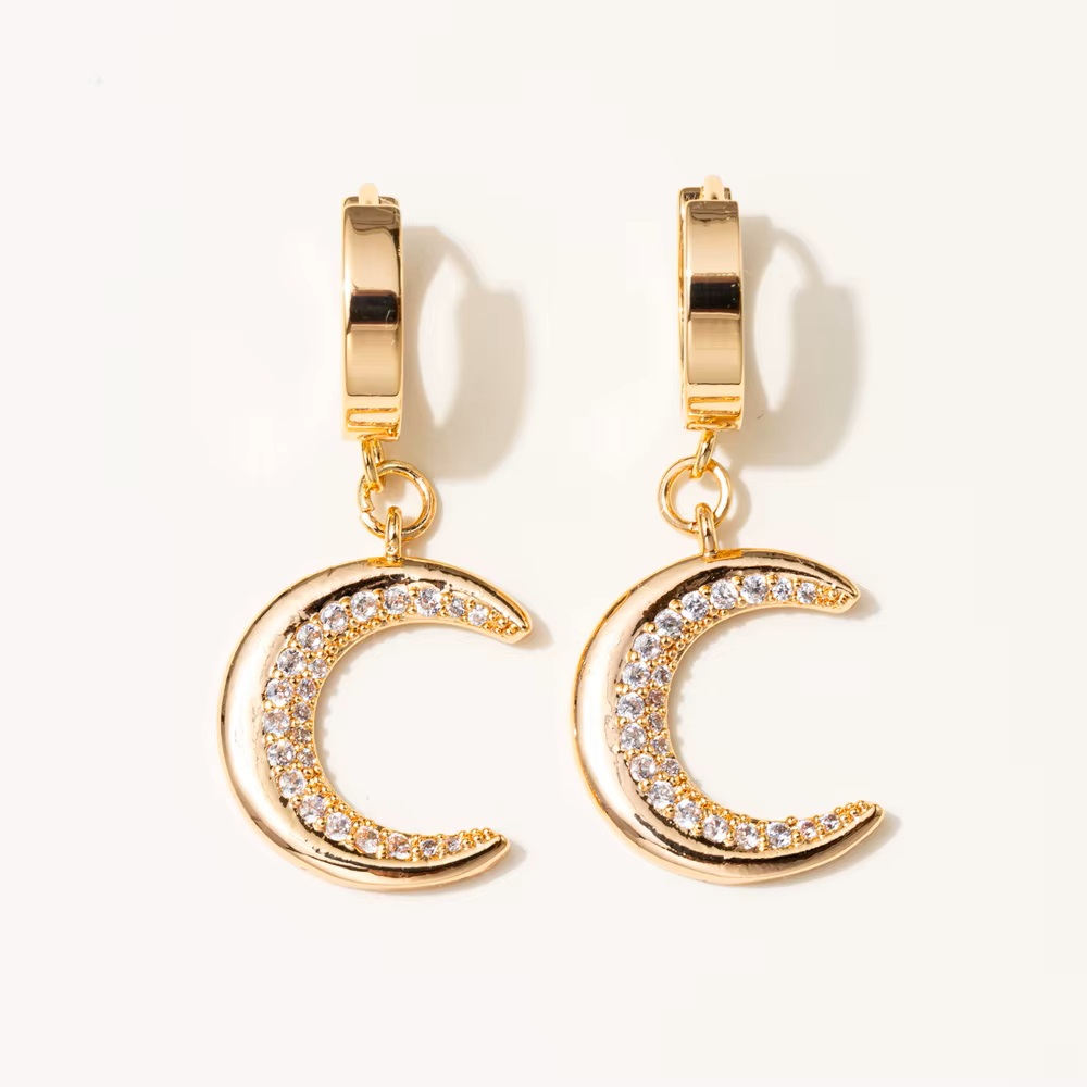 Aros Argolla Acero Inoxidable Dorado Luna.
