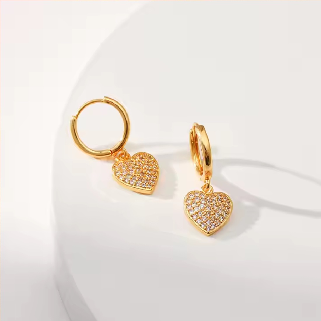 Aros Argolla Acero Inoxidable Dorado Corazón. - Imagen 4