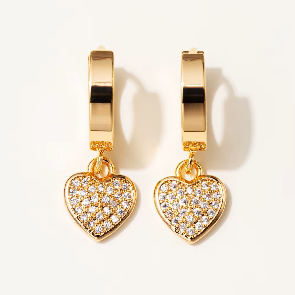 Aros Argolla Acero Inoxidable Dorado Corazón.